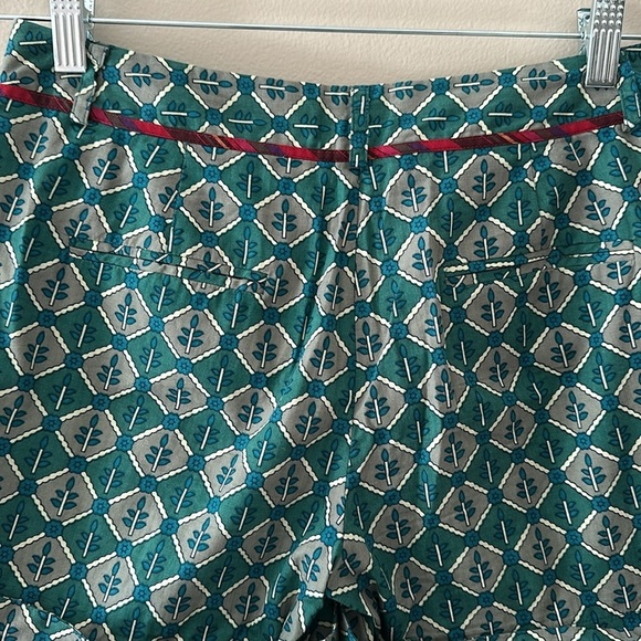 Anthropologie Corey Lynn Calter Green Printed Cotton Shorts Sz 4 Boho Artsy Chic - Picture 8 of 9